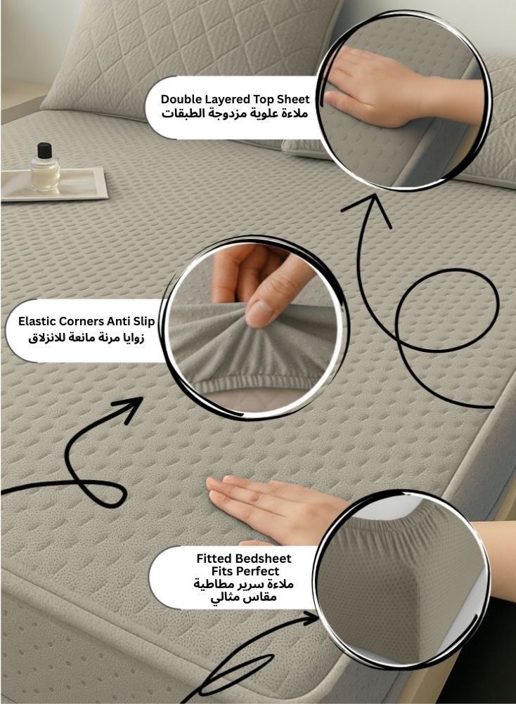 Microfiber Hotel Comforter Set, Fits 200 cm x 200 cm Bed, 7 Pcs King Size with Cozy Filling Best For Winter, Soft Premium Design – Light Grey - Image 5